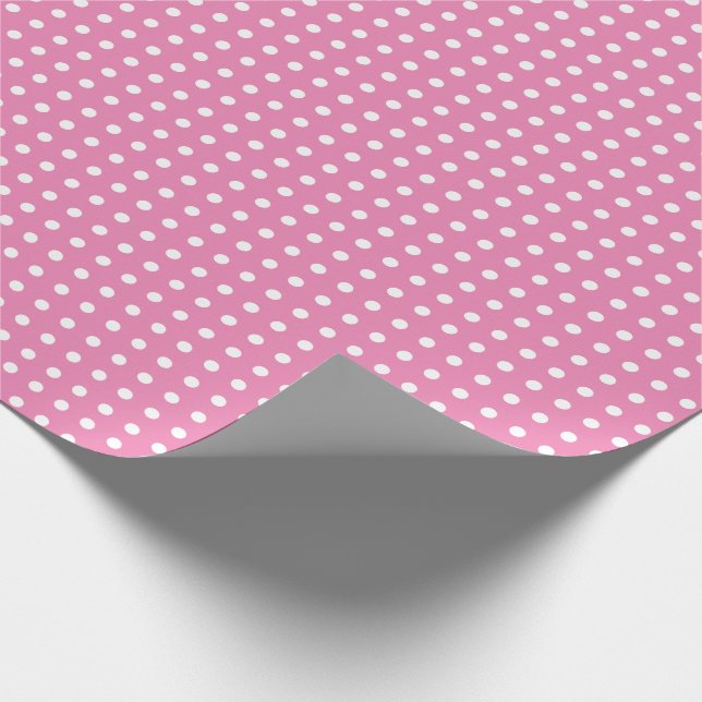 Pink Wrapping Paper with Small Polka Dots (Corner)