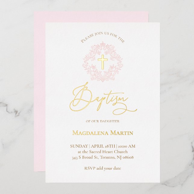 pink wreath Baptism  (Front/Back)