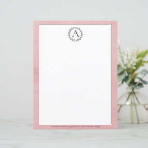 Pink Wreath Monogram Stationery