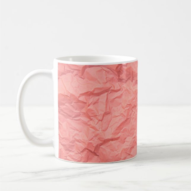 Pink Wrinkled Paper Texture Background Coffee Mug (Left)