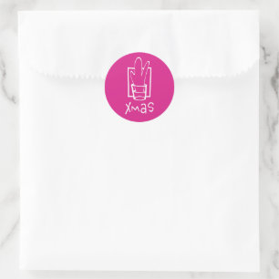Pink Xmas Shot Glass Classic Round Sticker