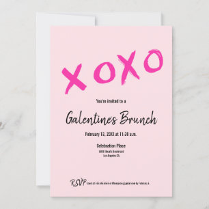 Pink XOXO Chic Galentine's Brunch Party Invitation