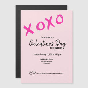 Pink Xoxo Custom Galentine's Party Magnetic Invitation