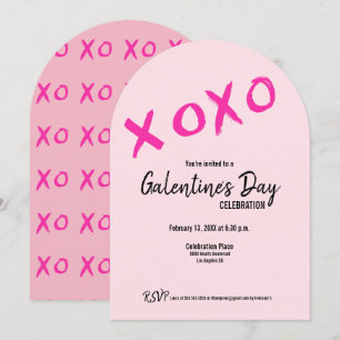Pink XOXO Cute Galentine's Day Party Invitation