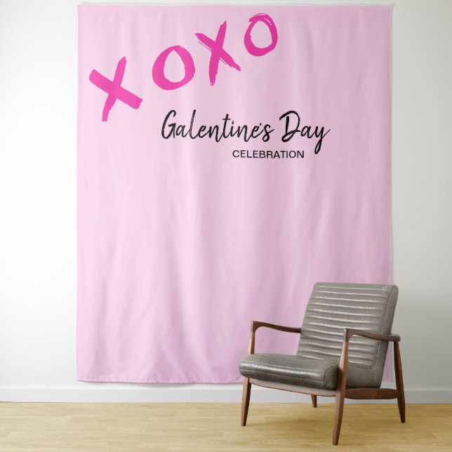 Pink XOXO Galentine's Day Celebration Tapestry (In Situ)