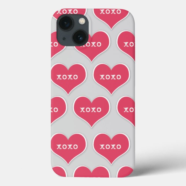 Pink XOXO Hearts with Changeable Colour Background Case-Mate iPhone Case (Back)