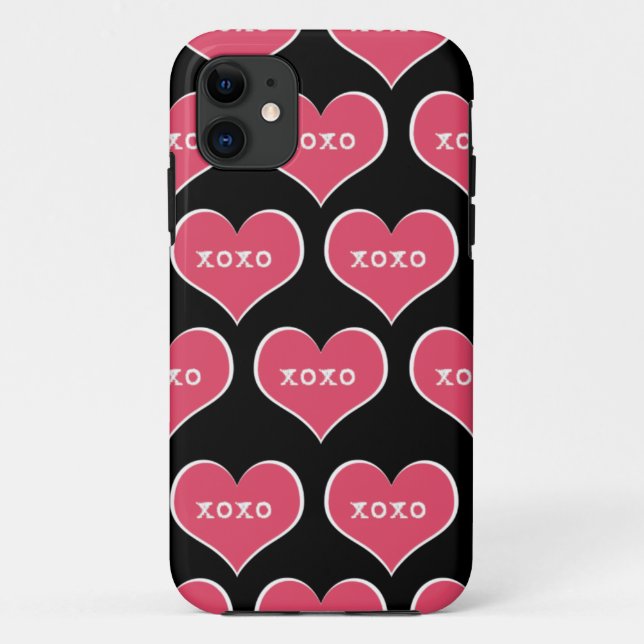 Pink XOXO Hearts with Changeable Colour Background Case-Mate iPhone Case (Back)