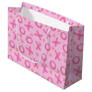 Pink XOXO Hugs and Kisses Valentines Large Gift Bag