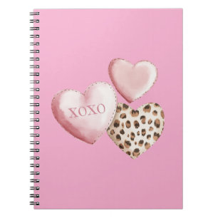 Pink XOXO Leopard Print Hearts Notebook