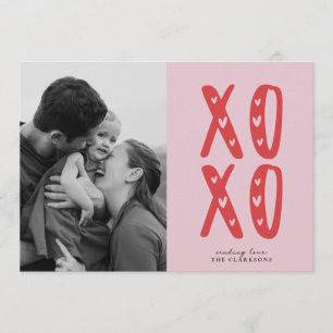 Pink XOXO Modern Valentine’s Day Photo Card