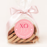 Pink XOXO Personalised Valentine's Day Classic Round Sticker<br><div class="desc">Cute Valentine's Day stickers featuring "XOXO" in dark pink and white lettering with a light pink background colour. Personalise the XOXO stickers with your custom greeting and your name. The pink Valentine's Day stickers are perfect for sealing envelopes,  party favour bags,  and more!</div>