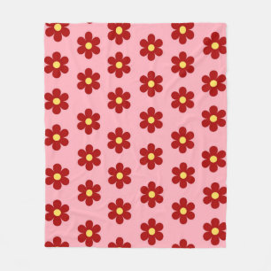 Pink Y2K Vibrant Wildflower Bold Retro Spring  Fleece Blanket
