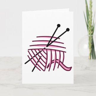 Pink Yarn and Knitting Needles Greeting Card