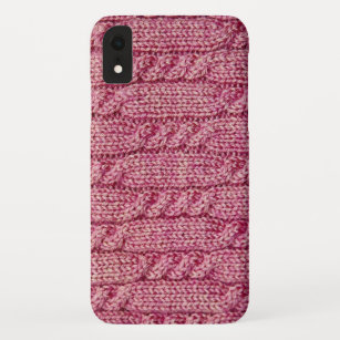 Pink Yarn Cabled Knit iPhone XR Case