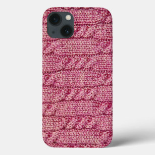 Pink Yarn Cabled Knit iPhone 13 Case