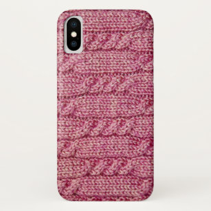 Pink Yarn Cabled Knit iPhone X Case
