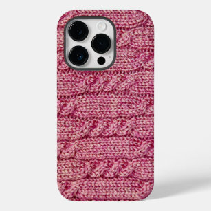 Pink Yarn Cabled Knit Case-Mate iPhone 14 Pro Case