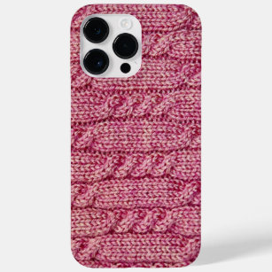 Pink Yarn Cabled Knit Case-Mate iPhone 14 Pro Max Case
