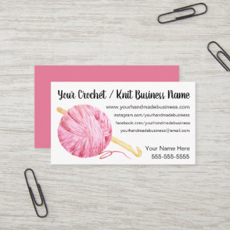 Pink Yarn Crochet Business Card