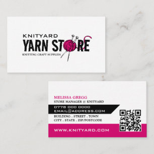 Pink Yarn Store Logo, Knitting Store, Yarn Store Business Card