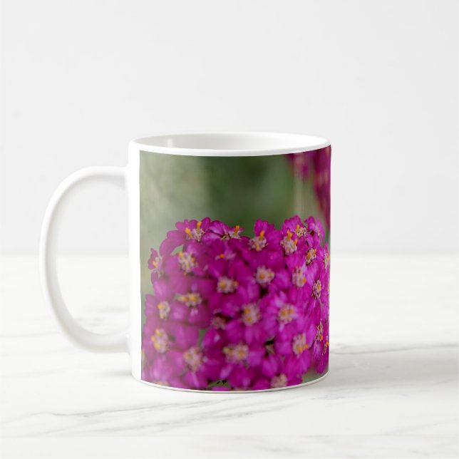 Pink Yarrow Flowers Coffee Mug (Left)