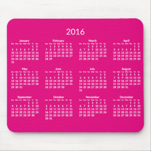 Pink Yearly 2016 Calendar Mouse Pads