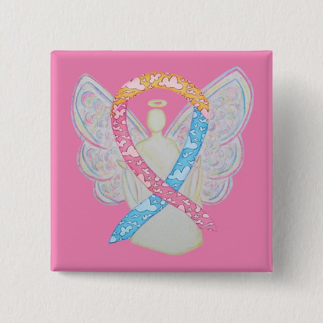 Pink, Yellow, and Blue Clouds CDH Angel Pin (Front)