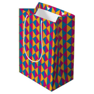 Pink, Yellow and Blue Diamonds and Triangles Medium Gift Bag