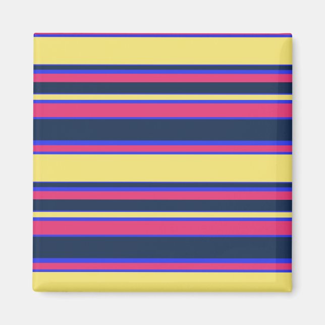 Pink, yellow and blue stripes magnet (Front)