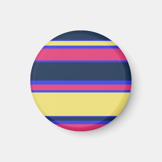Pink, yellow and blue stripes magnet (Front)