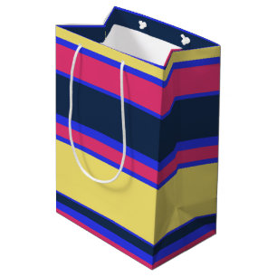 Pink, yellow and blue stripes medium gift bag