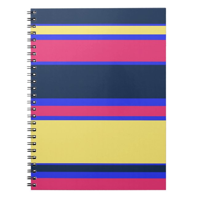 Pink, yellow and blue stripes notebook (Front)