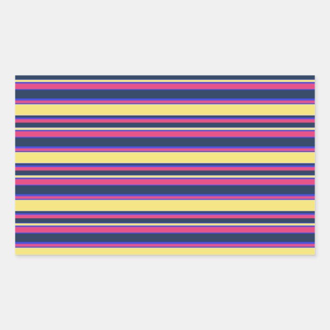 Pink, yellow and blue stripes rectangular sticker (Front)