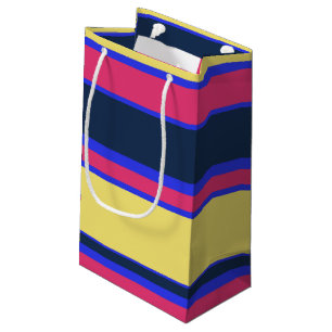 Pink, yellow and blue stripes small gift bag