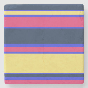 Pink, yellow and blue stripes stone coaster