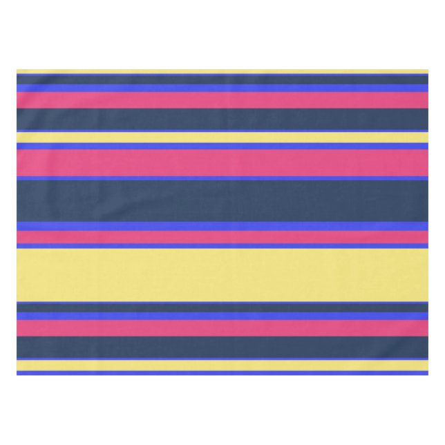 Pink, yellow and blue stripes tablecloth (Front (Horizontal))