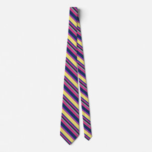 Pink, yellow and blue stripes tie