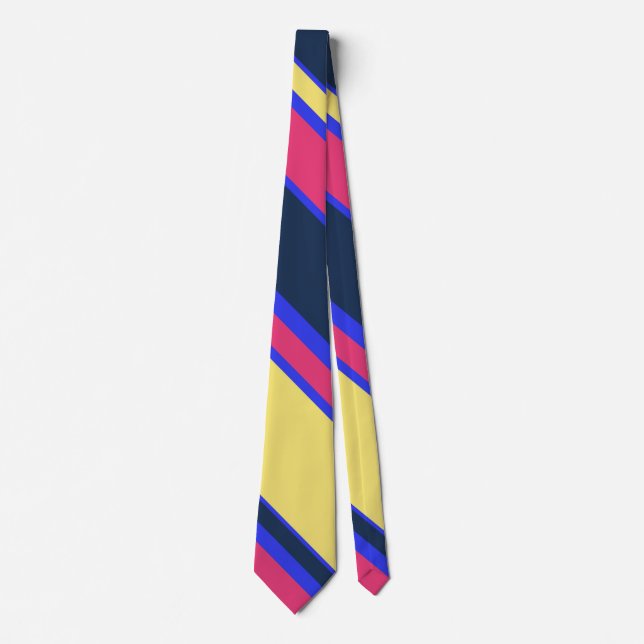 Pink, yellow and blue stripes tie (Front)