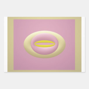 Pink yellow and cream nut shaped design wrapping paper sheet