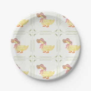 Pink, Yellow and Green Ducks Paper Plate