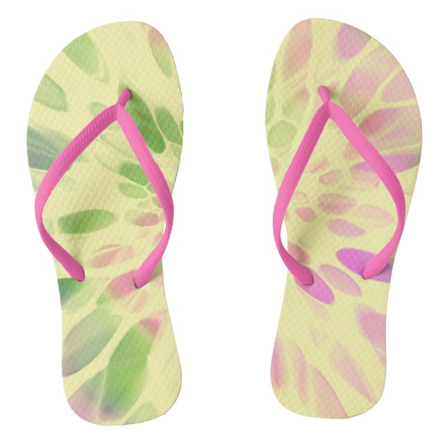 pink yellow and green Tie-dye Thongs (Footbed)