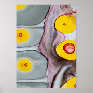 Pink, Yellow, and Grey Abstraction Poster