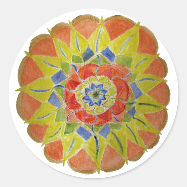 Pink Yellow Aquarelle Mandala Sticker (Front)