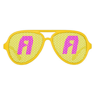 Pink Yellow Aviator Party Shades, White Sunglass Aviator Sunglasses