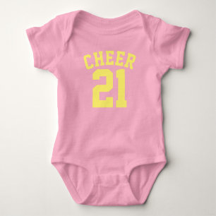 Pink & Yellow Baby   Sports Jersey Design Bodysuit