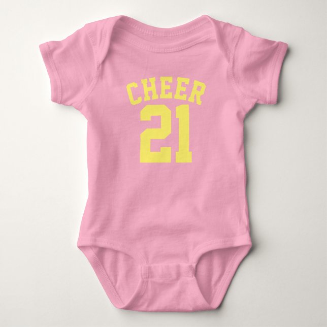 Pink & Yellow Baby | Sports Jersey Design Bodysuit (Front)