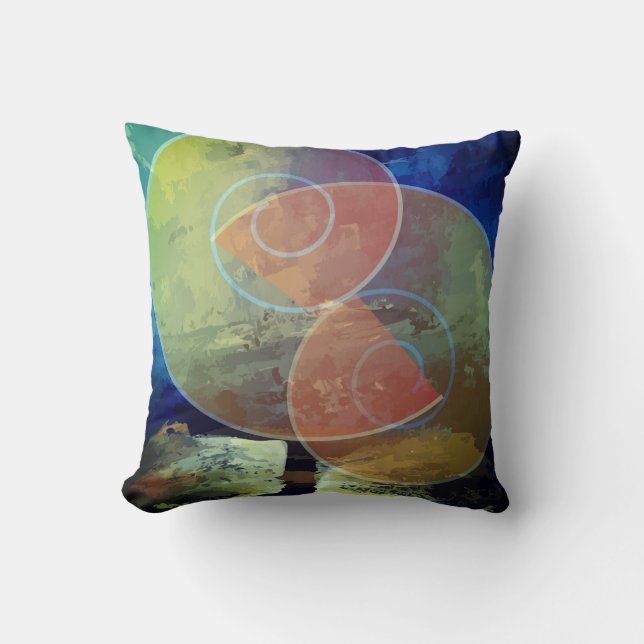 Pink,Yellow,Blue Abstract & Elegant Cushion (Front)