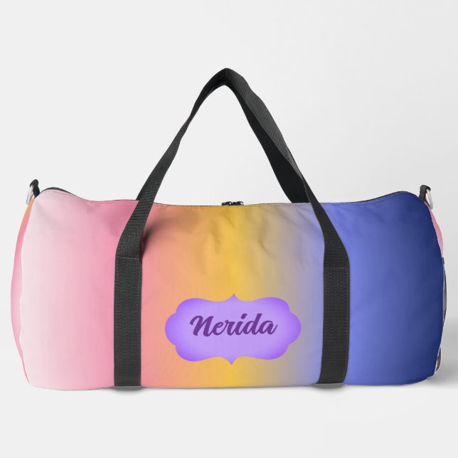 Pink Yellow Blue Gradient Duffle Bag (Front)