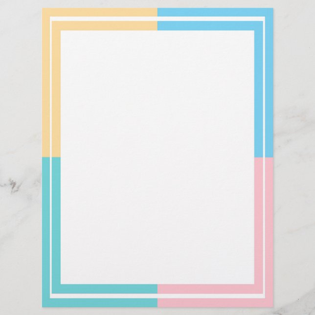 Pink Yellow Blue Green Custom Blank Template Custom Letterhead (Front)