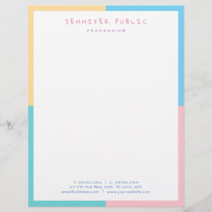 Pink Yellow Blue Green Elegant Colourful Template Custom Letterhead